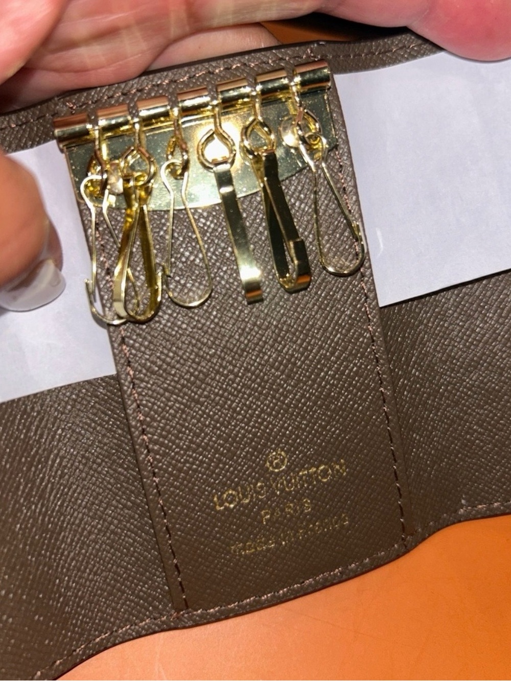 Fashion..no brand.. Brown Damier Canvas Key & Card Holder with Snap Closure NWOT - Picture 4 of 4
